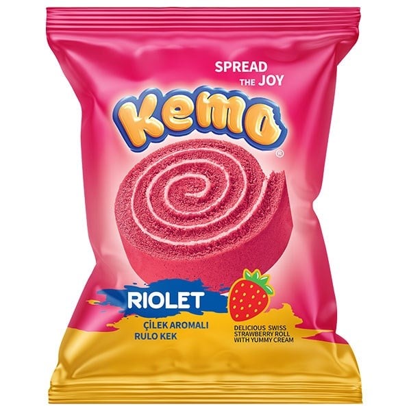 Kemo Rulo Kek Çilek Kremalı 40 Gr x24 lü Paket