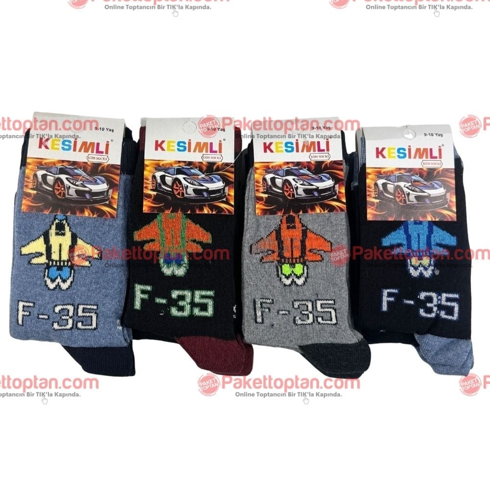 Kesimli Erkek Çocuk Çorap 9-10 Yaş x12 li Paket