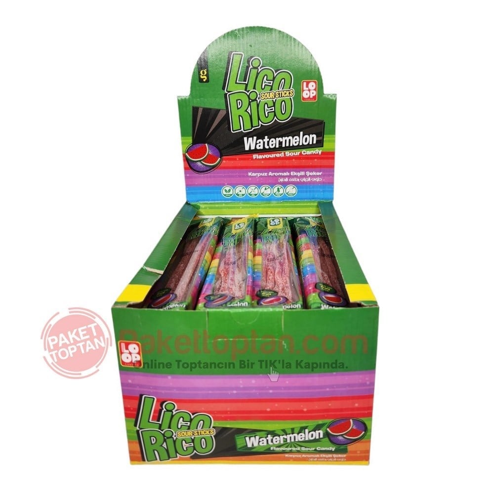 Loop  Licorico Sour Sticks Watermelon 25 Gr x24 lü Paket