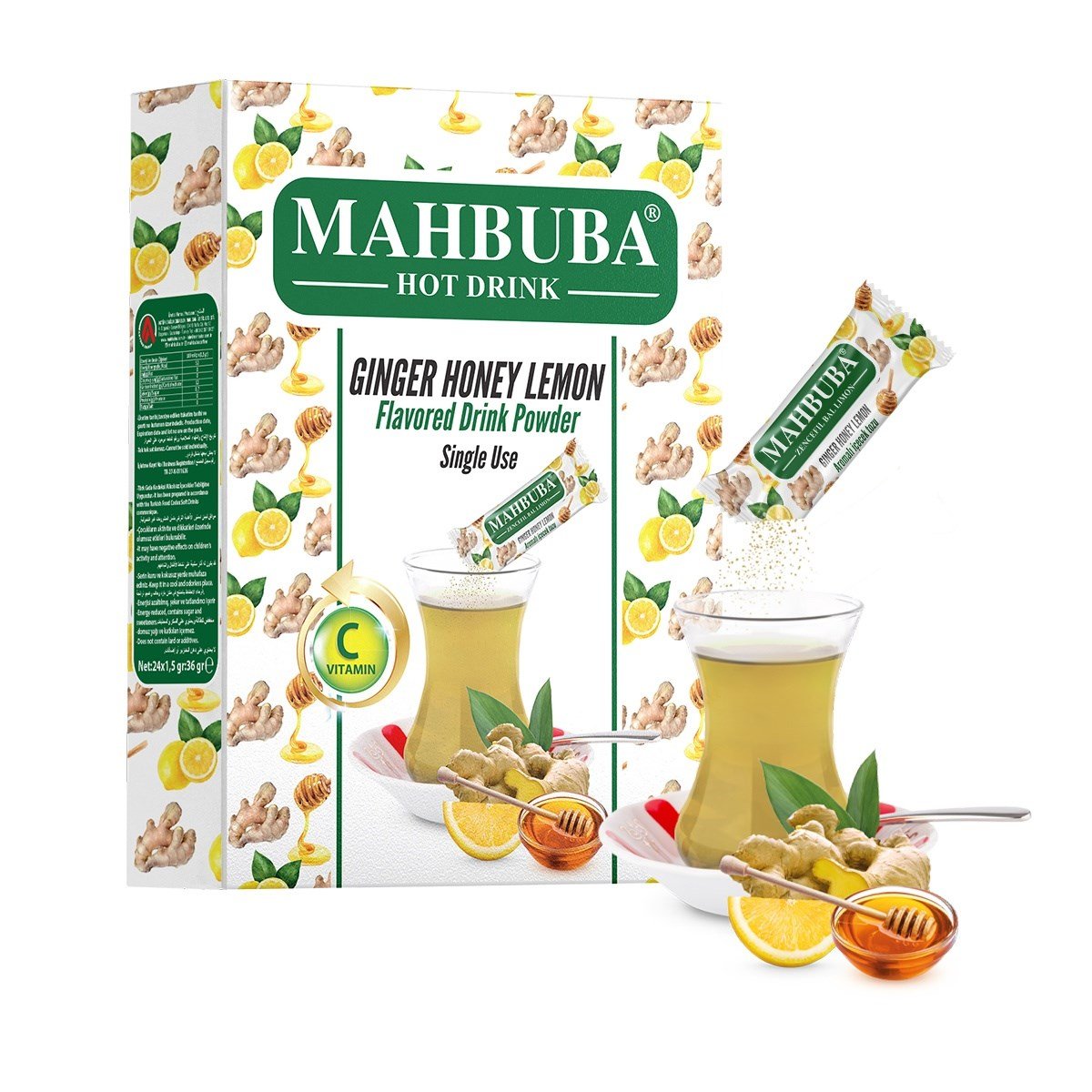 Mahbuba 1,5 Gr Zencefil Bal Limon Aromalı Tek İçimlik Stick Toz İçecek 24 lü Paket