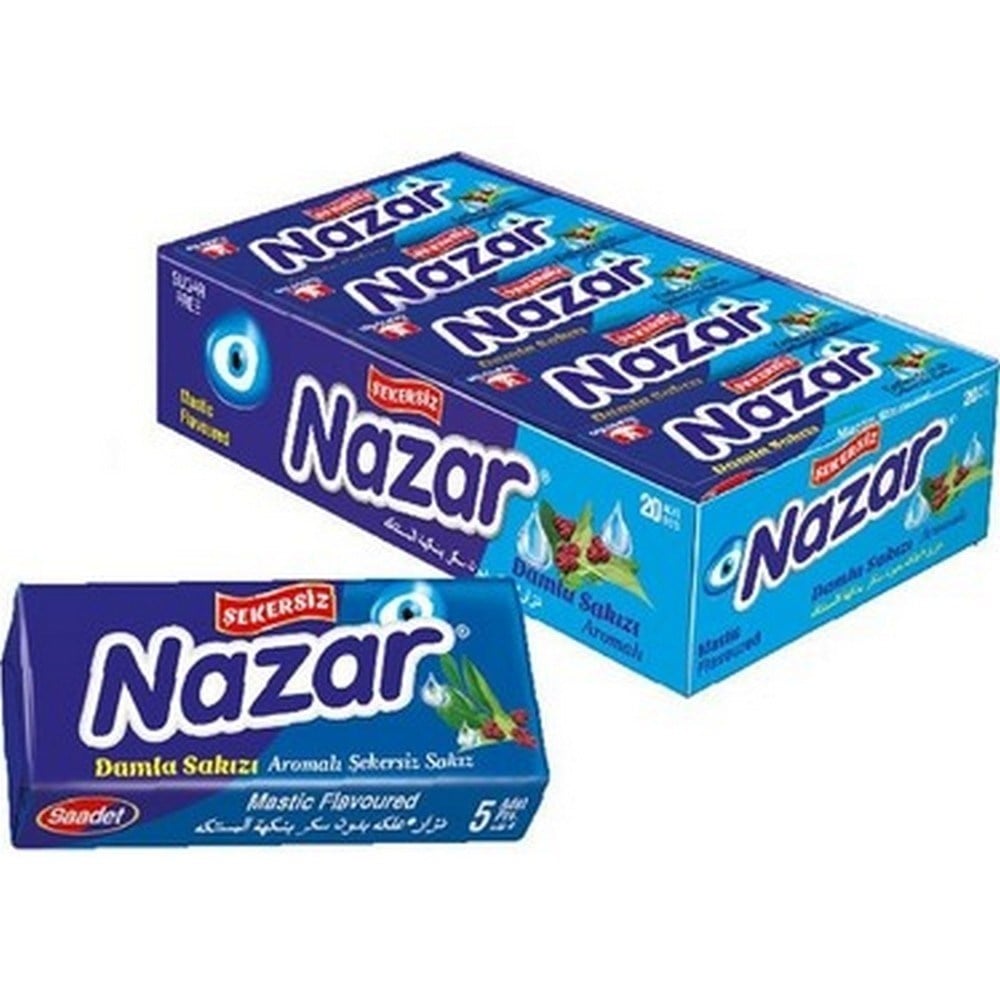 Nazar 5 li Damla Aromalı Şekersiz Sakız x20 li Paket