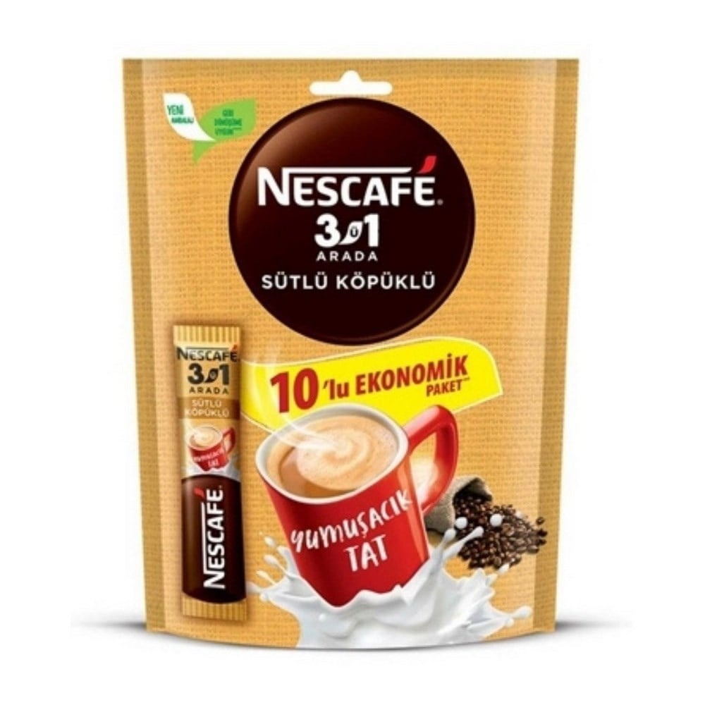 Nescafe 10 lu Poşet 3in 1 Sütlü Köpüklü 17,4 Gr