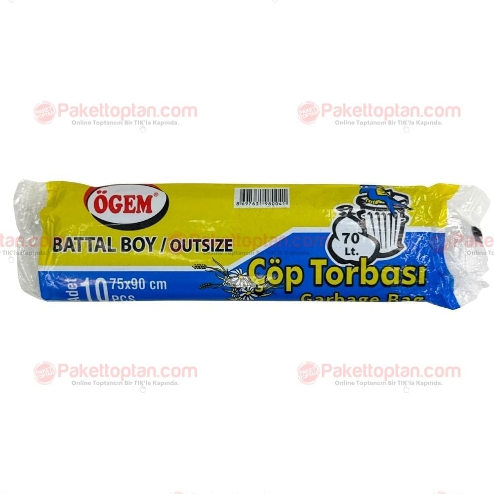 Ögem Çöp Torbası Battal Boy 75x90 Cm 10 Adetli 190 Gr