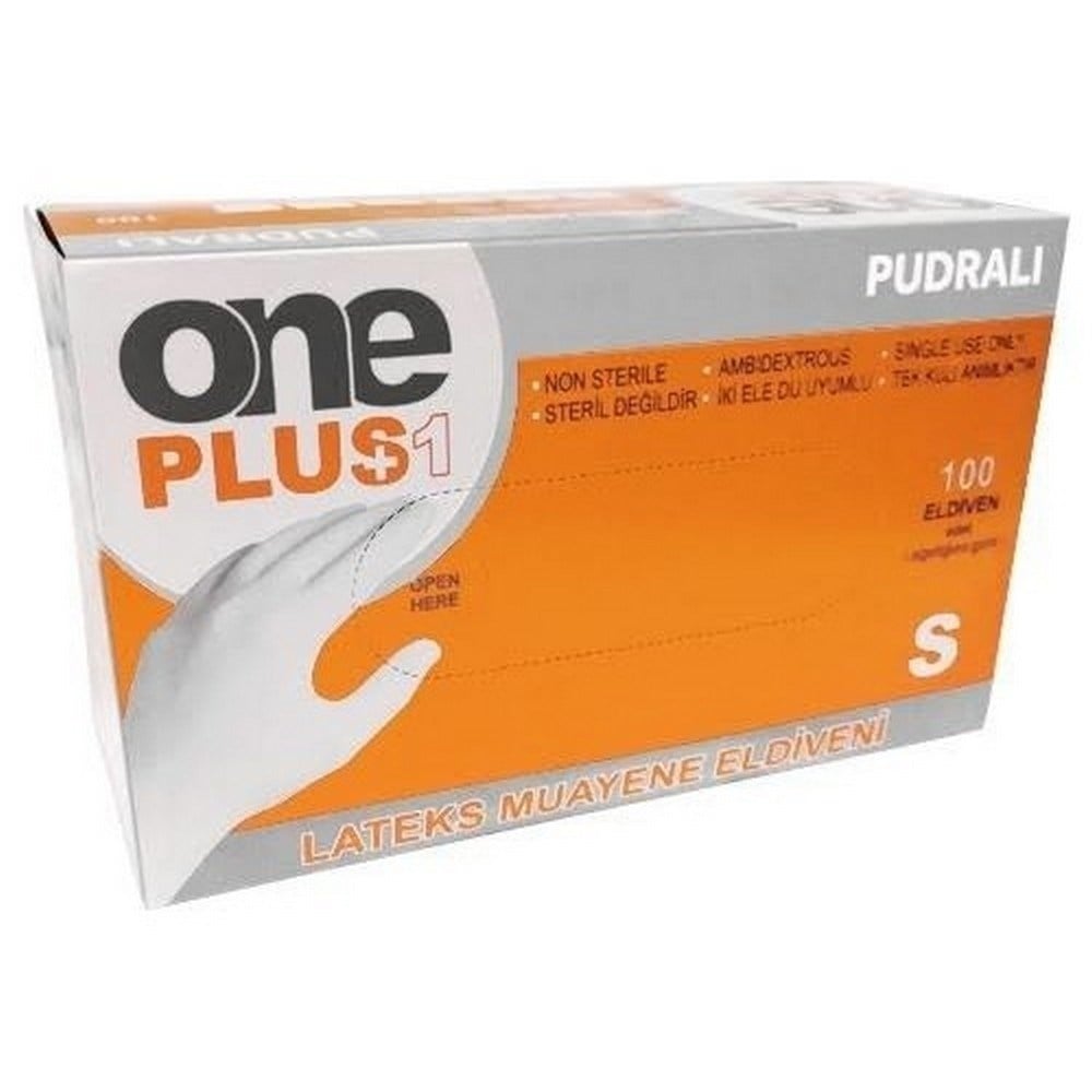 One Plus Pudralı Lateks Eldiven S Boy (Small) 100 lü