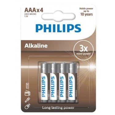 Philips 4 lü Alkaline İnce Pil AAA LR03 x12 li Paket