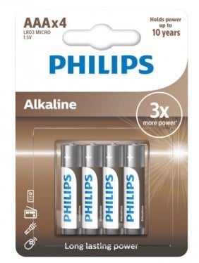 Philips 4 lü Alkaline İnce Pil AAA LR03 x12 li Paket