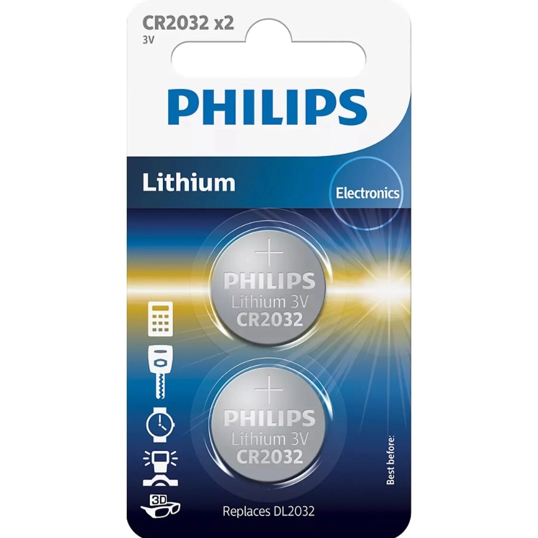 Philips Düğme Pil CR2032 Lityum 2 li Kartela