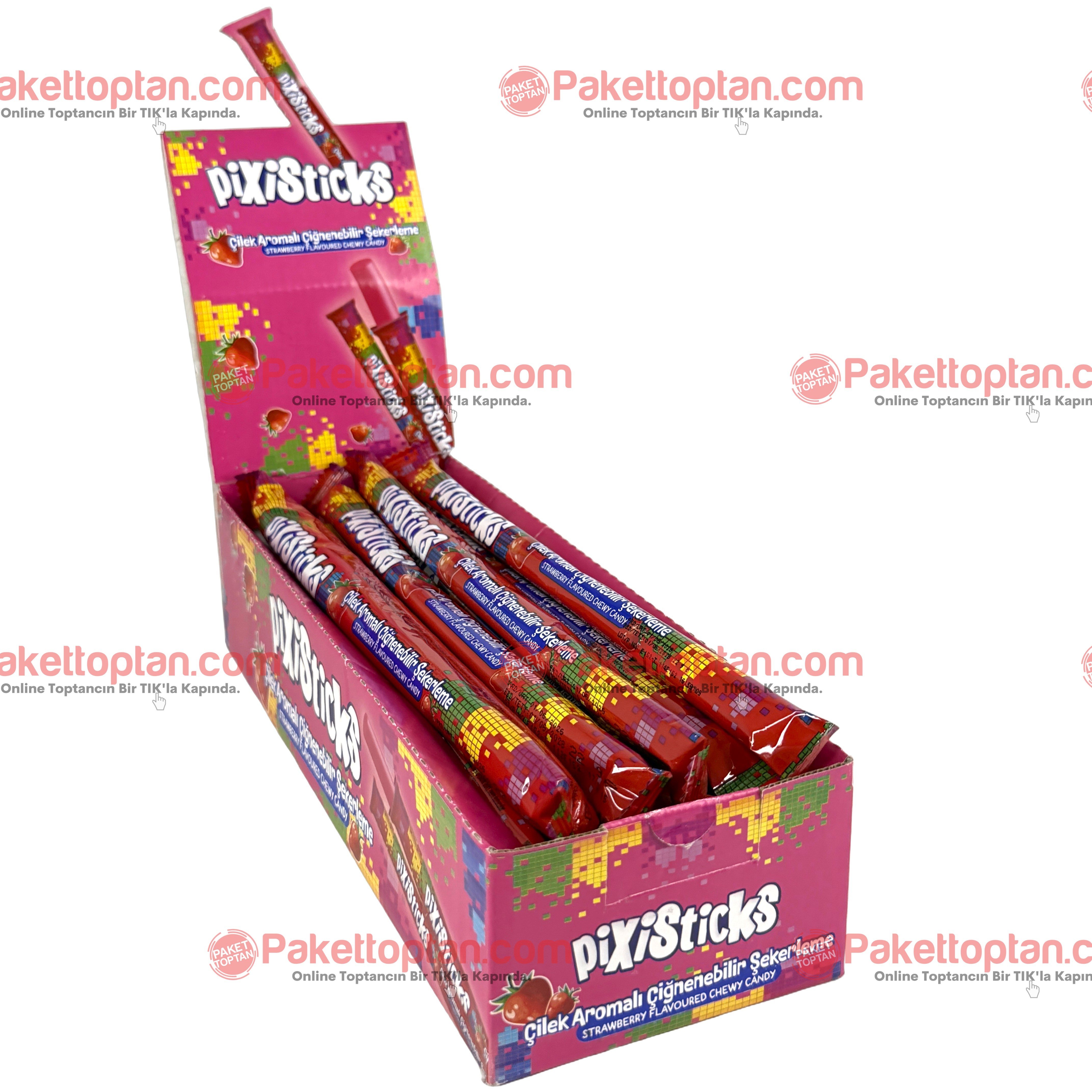 Pixisticks Çilek Aromalı 22 Gr Çiğnenebilir Şeker x24 lü Paket