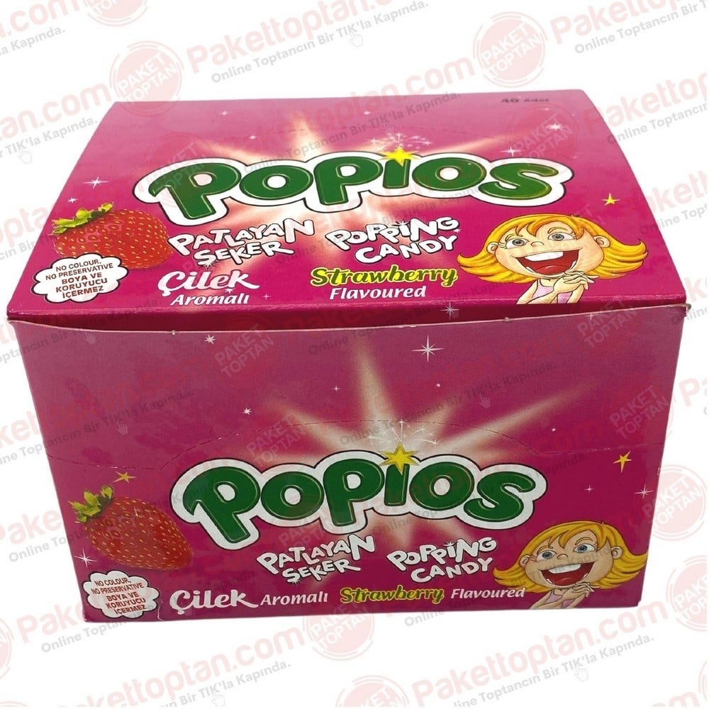 Popios Patlayan Şeker Çilek 4 gr x40 lı Paket
