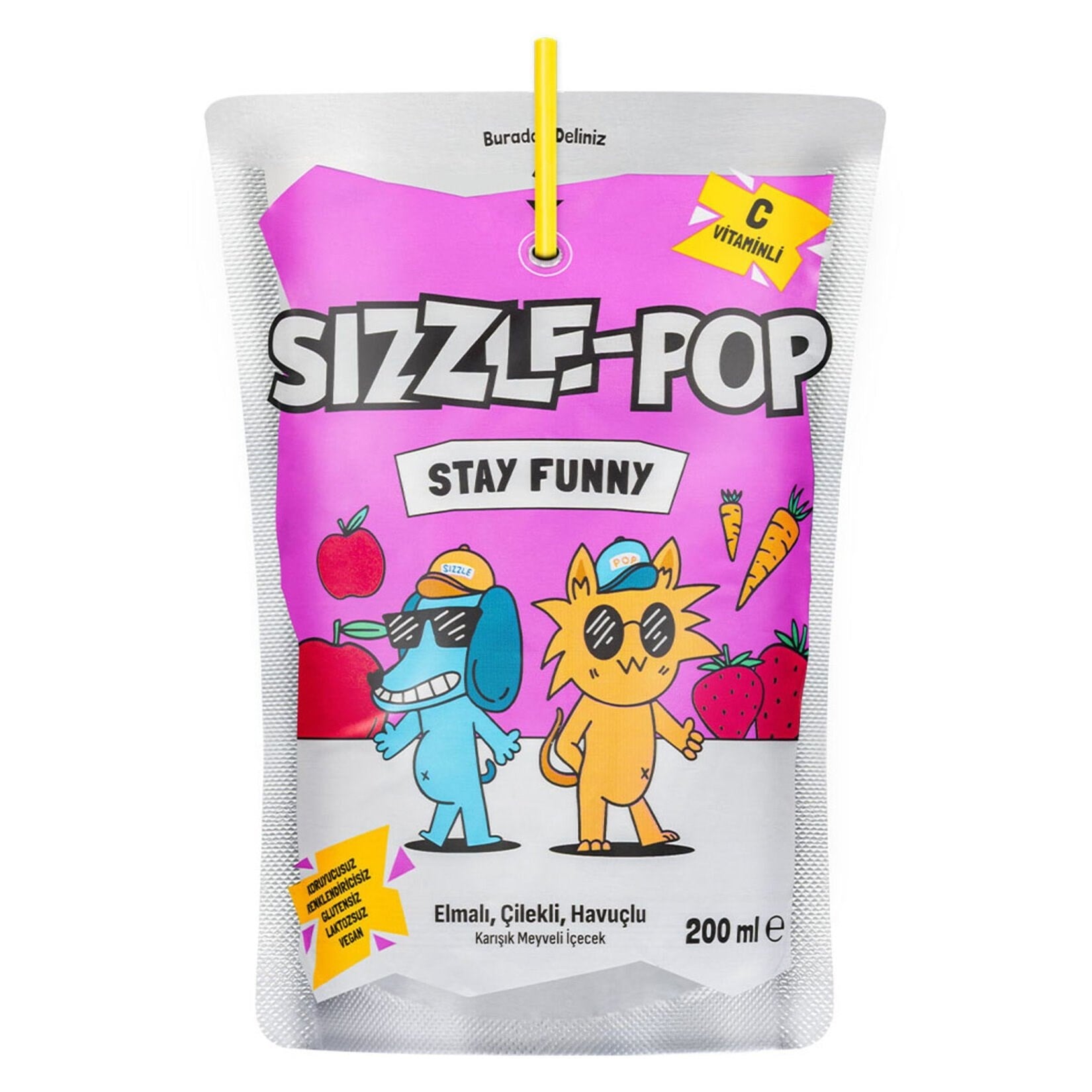 Sizzle Pop Stay Funny 200 Ml Meyveli İçecek x20 li Koli