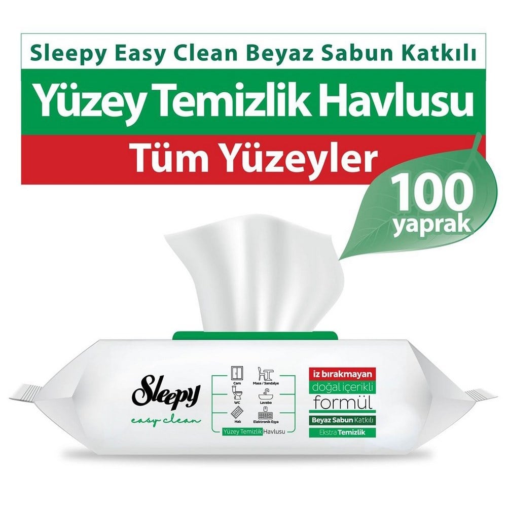 Sleepy Yüzey Temizlik Havlusu Beyaz Sabun 100 lü Paket