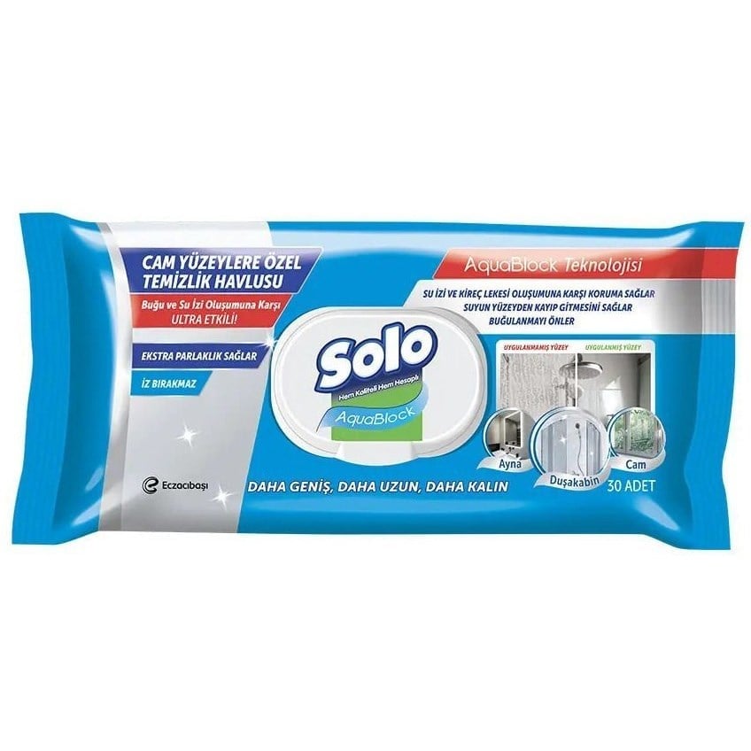 Solo Aquablock Cam Yüzeylere Özel Temizlik Havlusu 100 lü