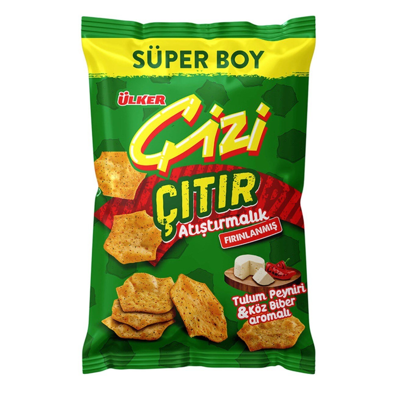 Ülker Çizi Çıtır Atıştırmalık Süper Boy 120 Gr Tulum Peynir ve Köz Biber x10 lu Koli