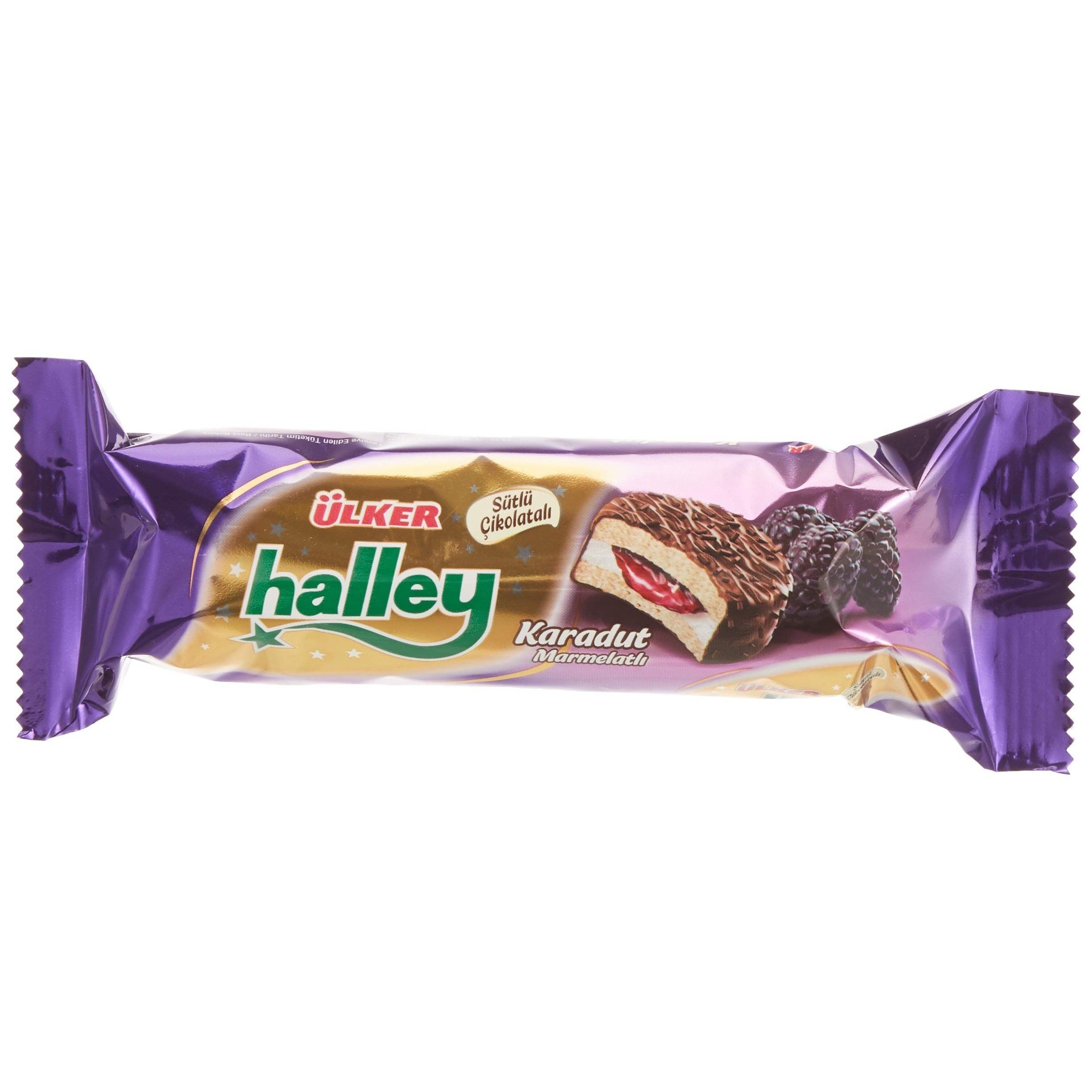 Ülker Halley Mini Çikolata Kaplı Bisküvi 74 gr Karadut x24 lü Koli