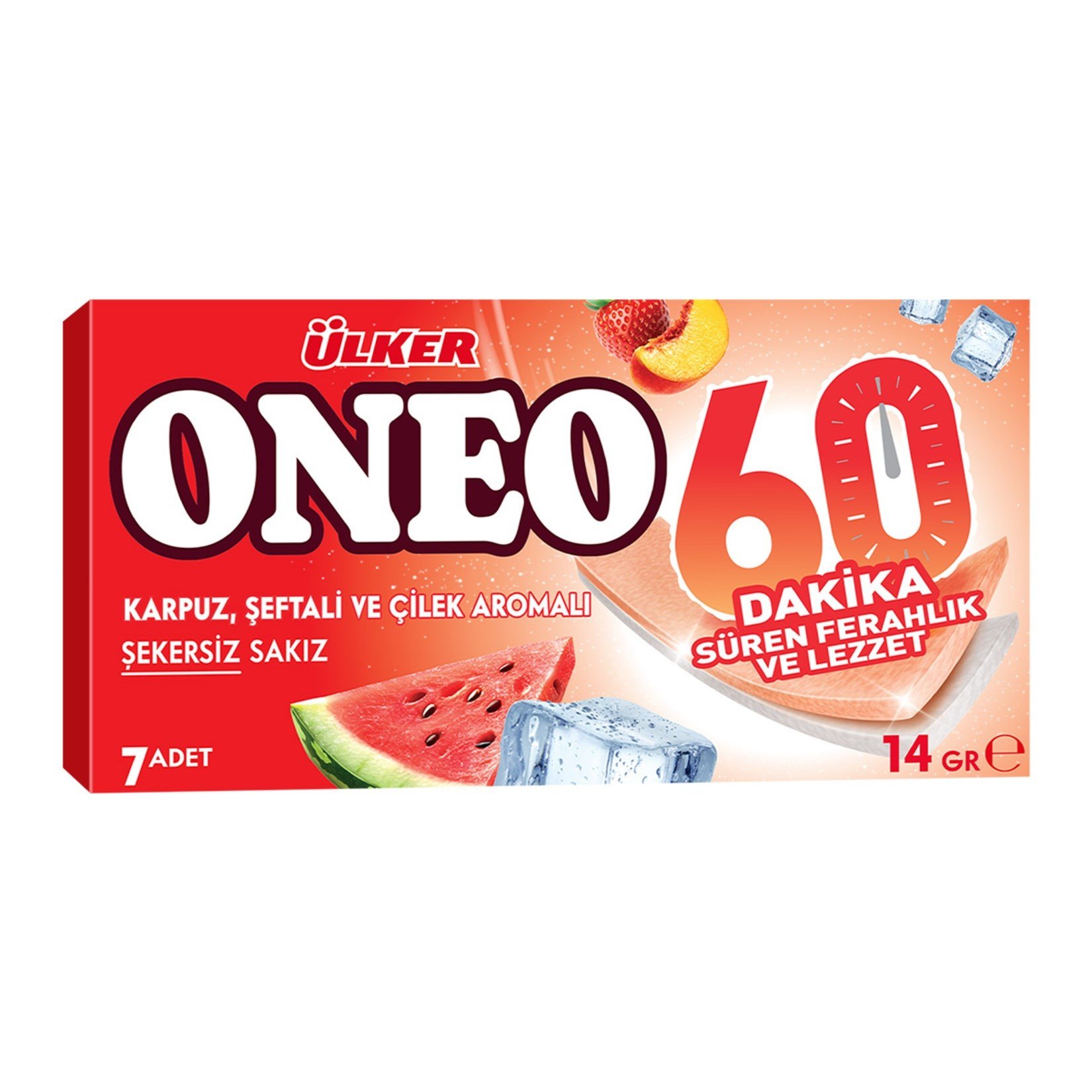 Ülker Oneo Slims 60 Dk Karpuz Şeftali Çilek Aromalı Sakız x27 li Paket