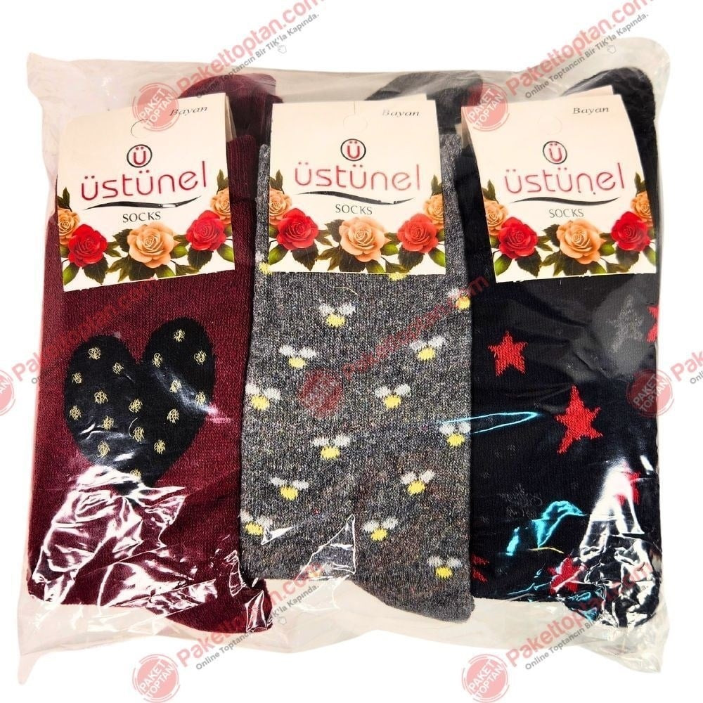 Üstünel Bayan Havlu Soket Çorap x12 li Paket