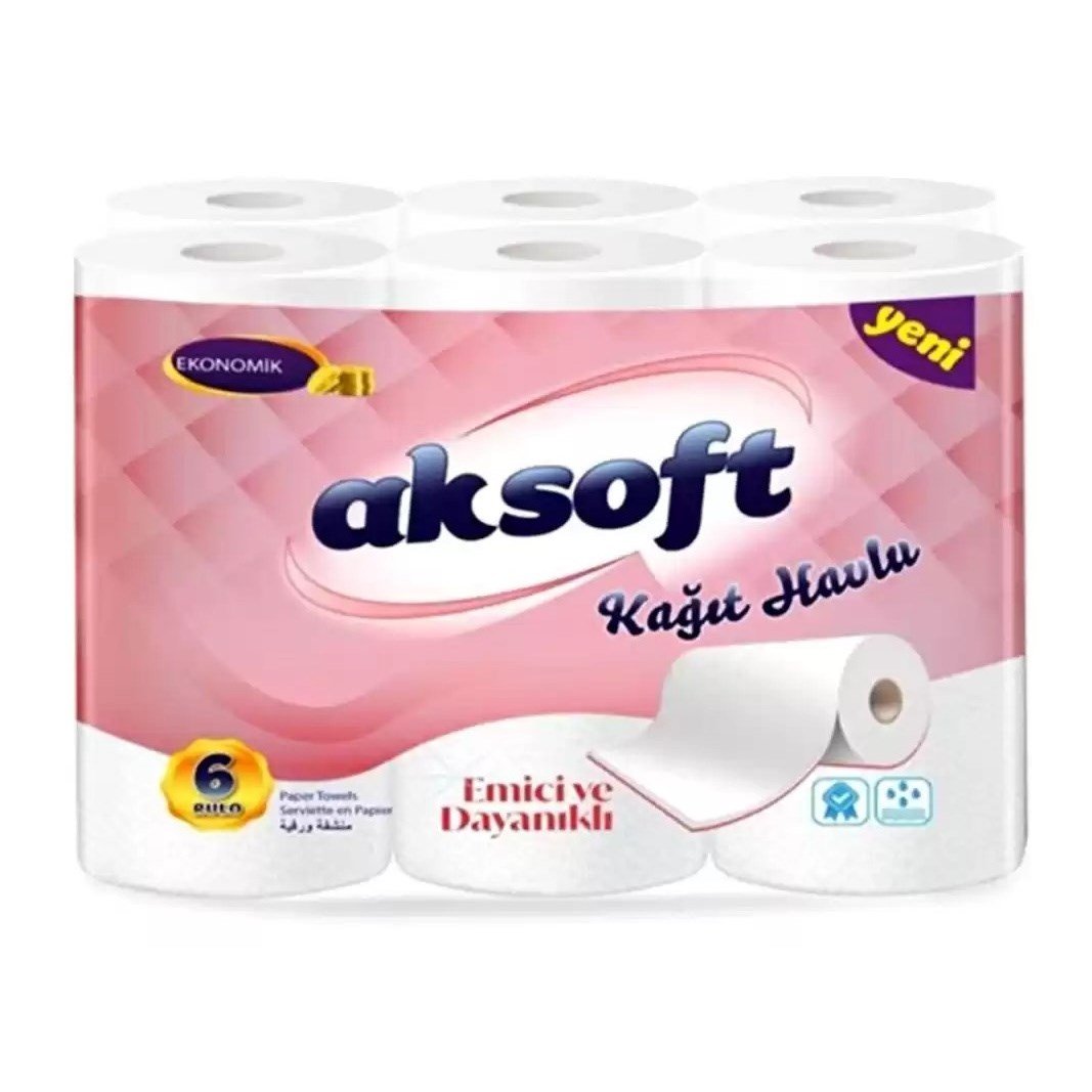 Aksoft 6 lı Havlu x4 lü Koli