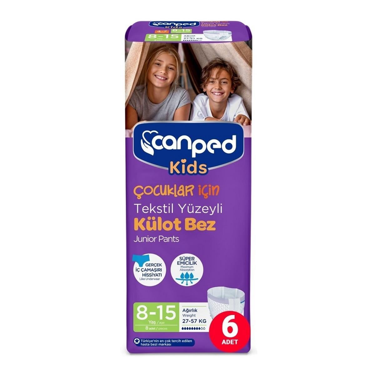 Canped Kids Külot 8-15 Yaş 8 Adetli
