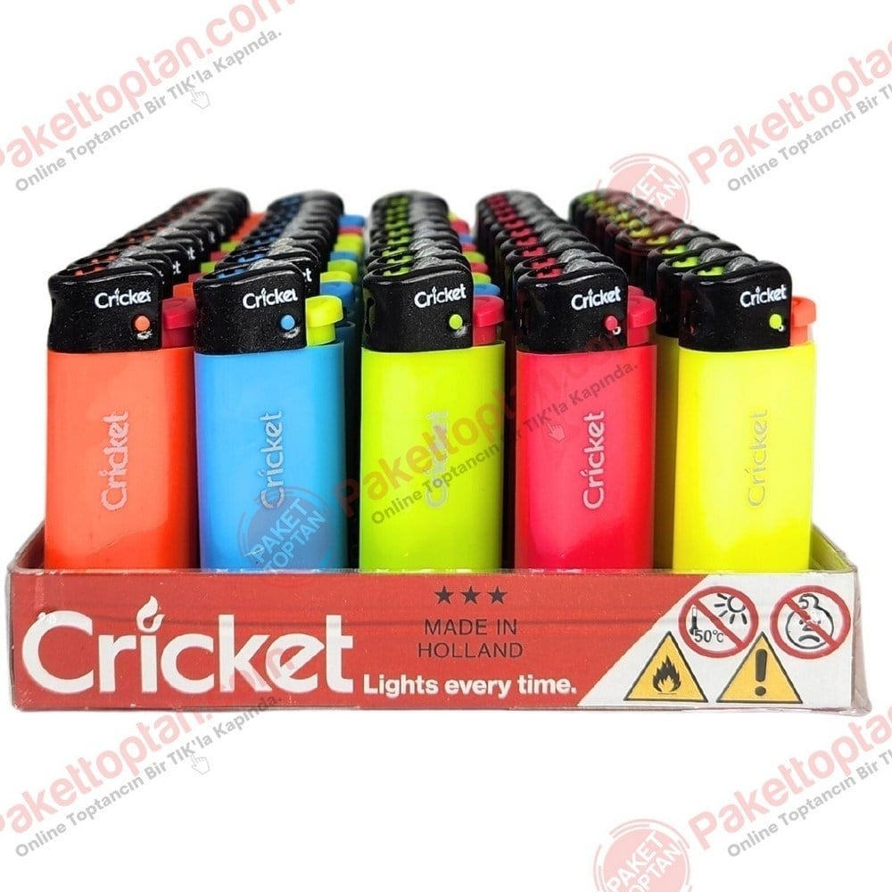 Cricket Mini Fluo Taşlı Çakmak x50 li Paket