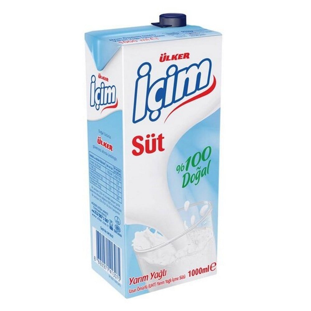 İçim Süt 1 lt Yarım Yağlı x12 li Koli