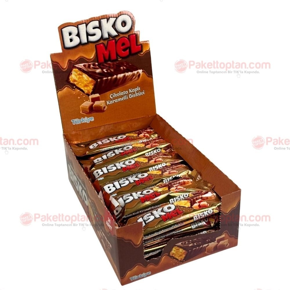 İpkon Biskomel 22 Gr Çikolata Kaplı Karamelli Bisküvi x24 lü Paket