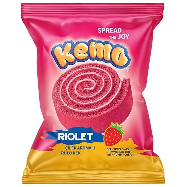 Kemo Rulo Kek Çilek Kremalı 40 Gr x24 lü Paket
