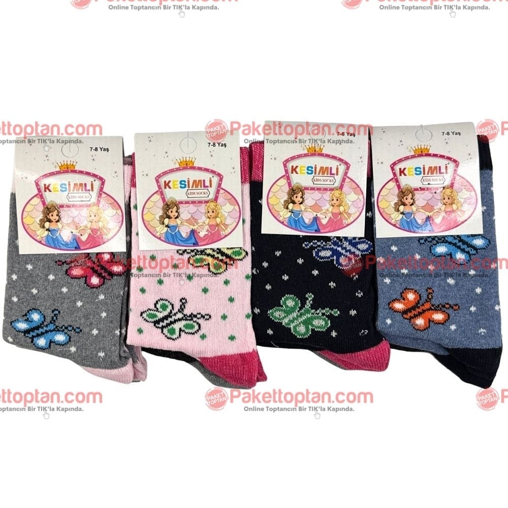 Kesimli Kız Çocuk Çorap 7-8 Yaş x12 li Paket