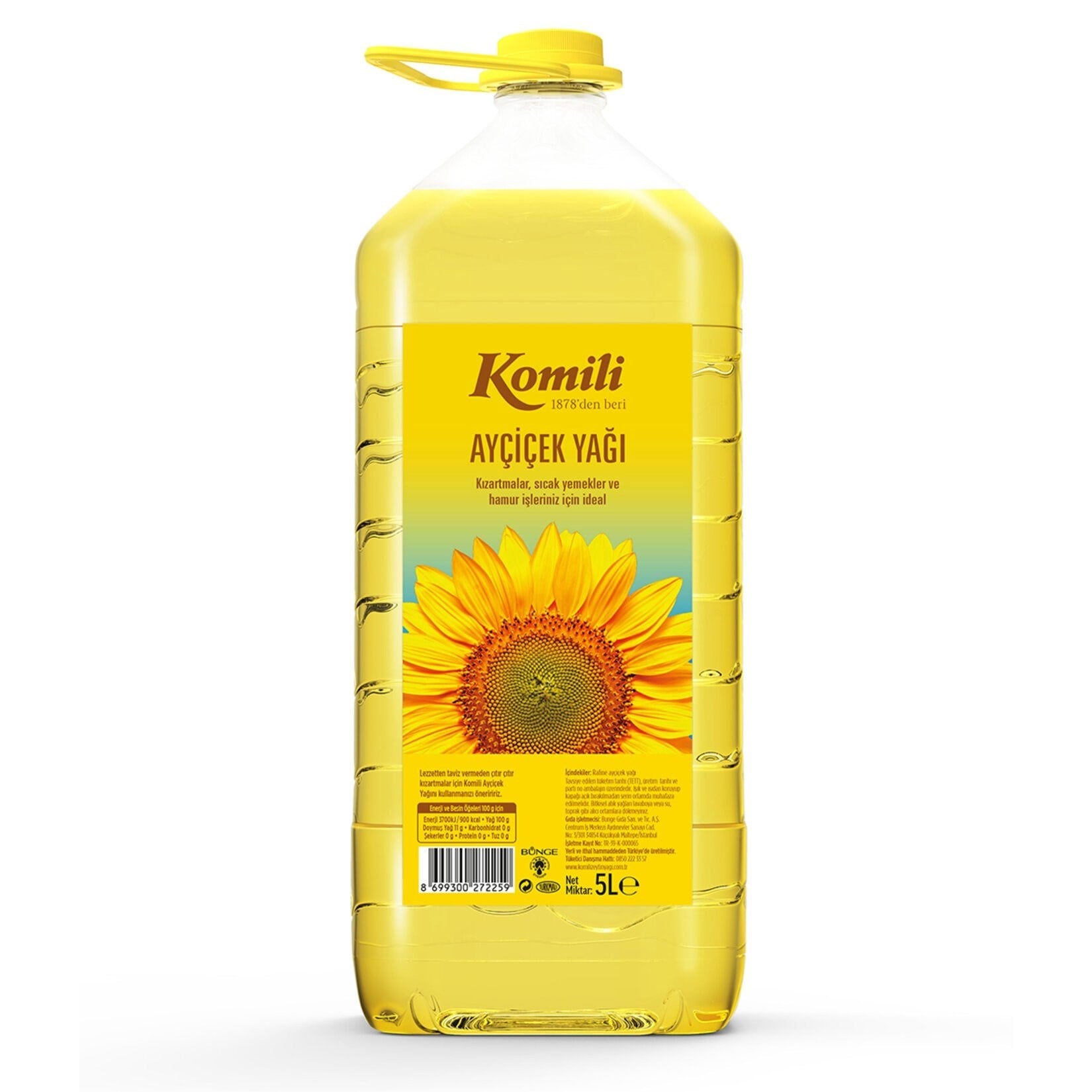 Komili Ayçiçek Yağı 5 lt Dar Ağız Pet x4 lü Koli x4 lü Koli