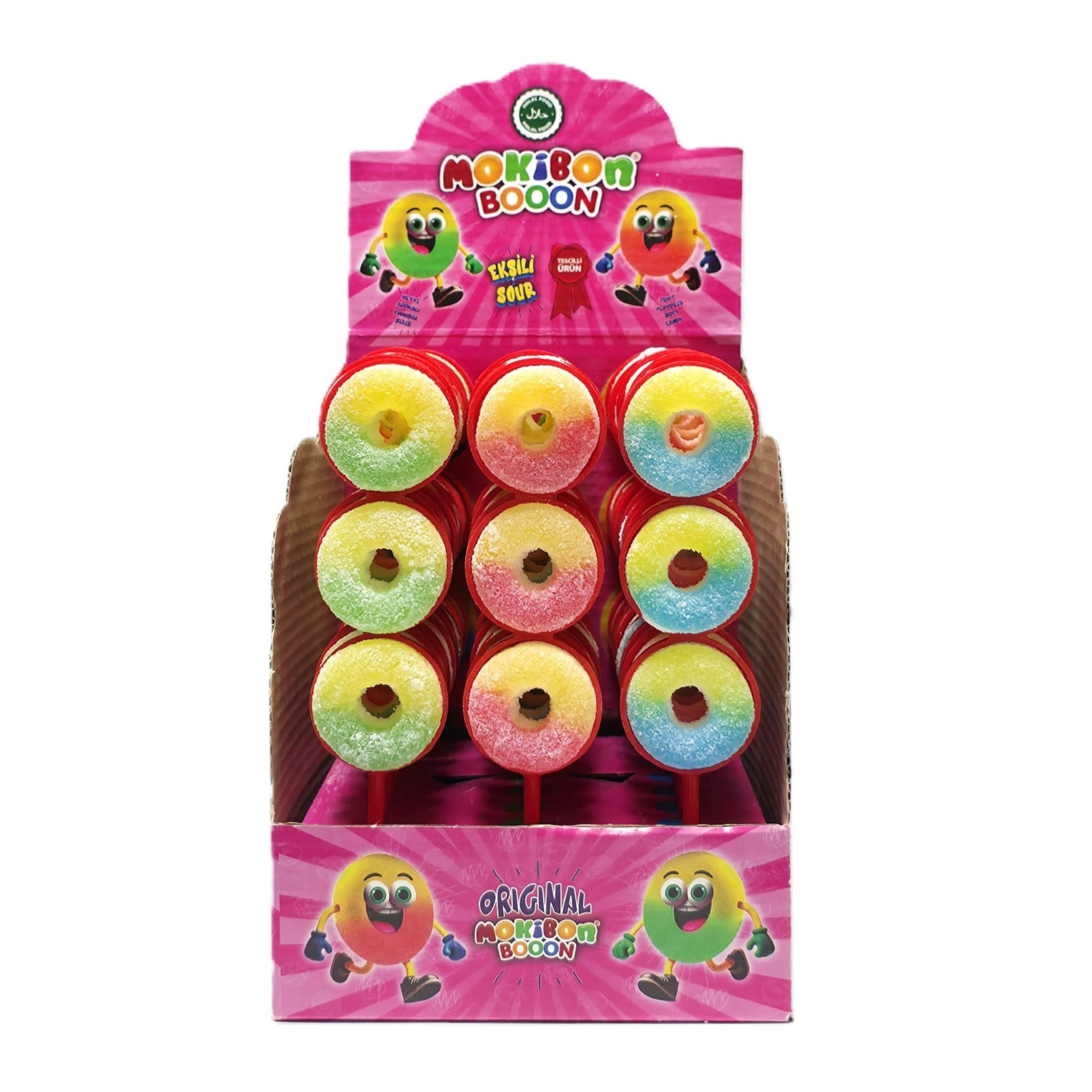 Mokibon Boon 3 lü Halka Ekşili Yumuşak Şeker 20 Gr x24 lü Paket