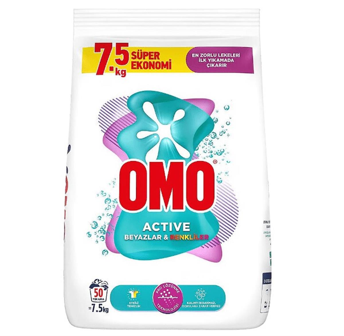 Omo Matik 7,5 kg Active Beyazlar Renkliler