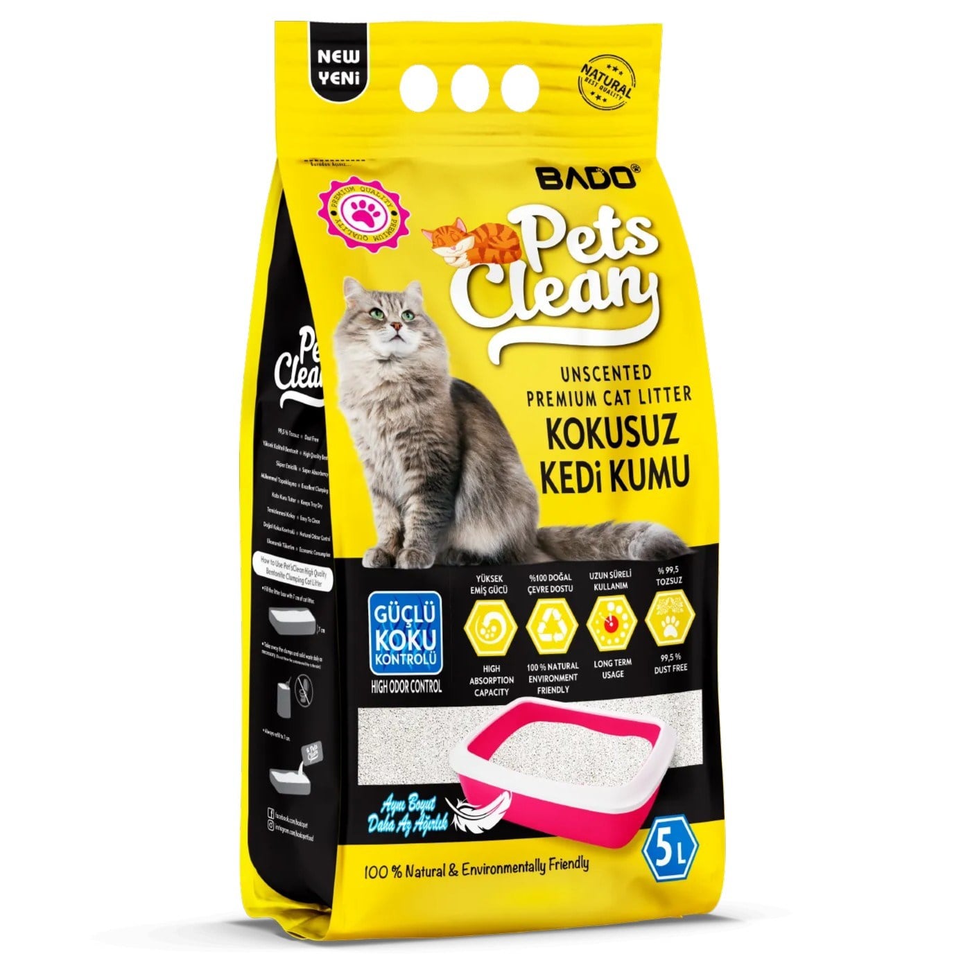 Pets Clean Kedi Kumu 5 Lt Kokusuz