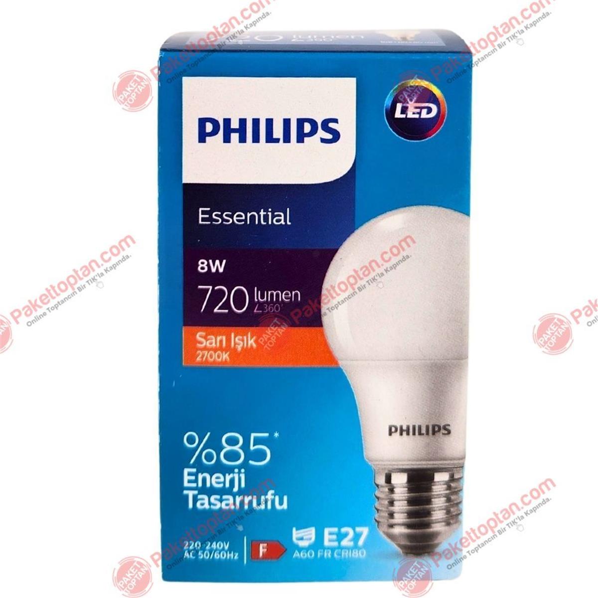 Philips Essential 8 Watt Led Ampul Sarı Işık