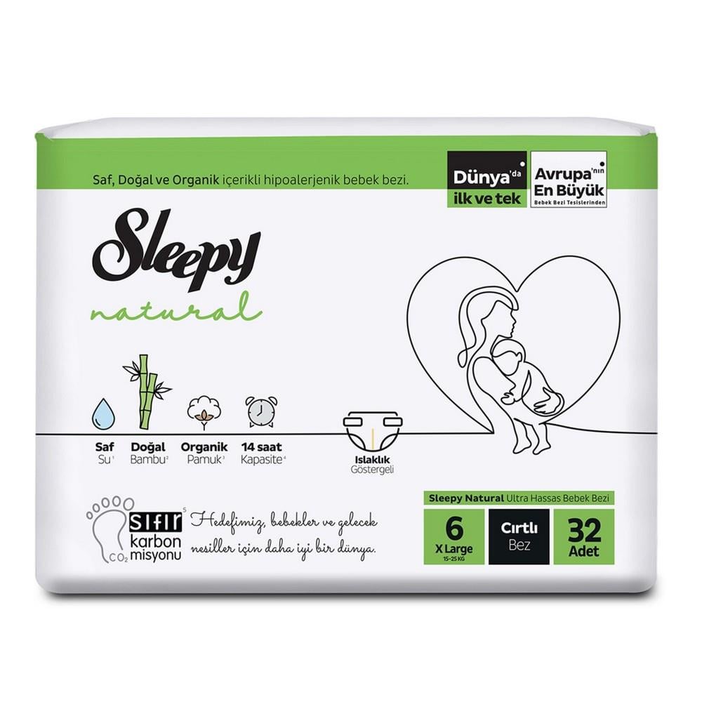 Sleepy Natural Ekonomik Paket Çocuk Bezi 6 Beden 32 Adetli