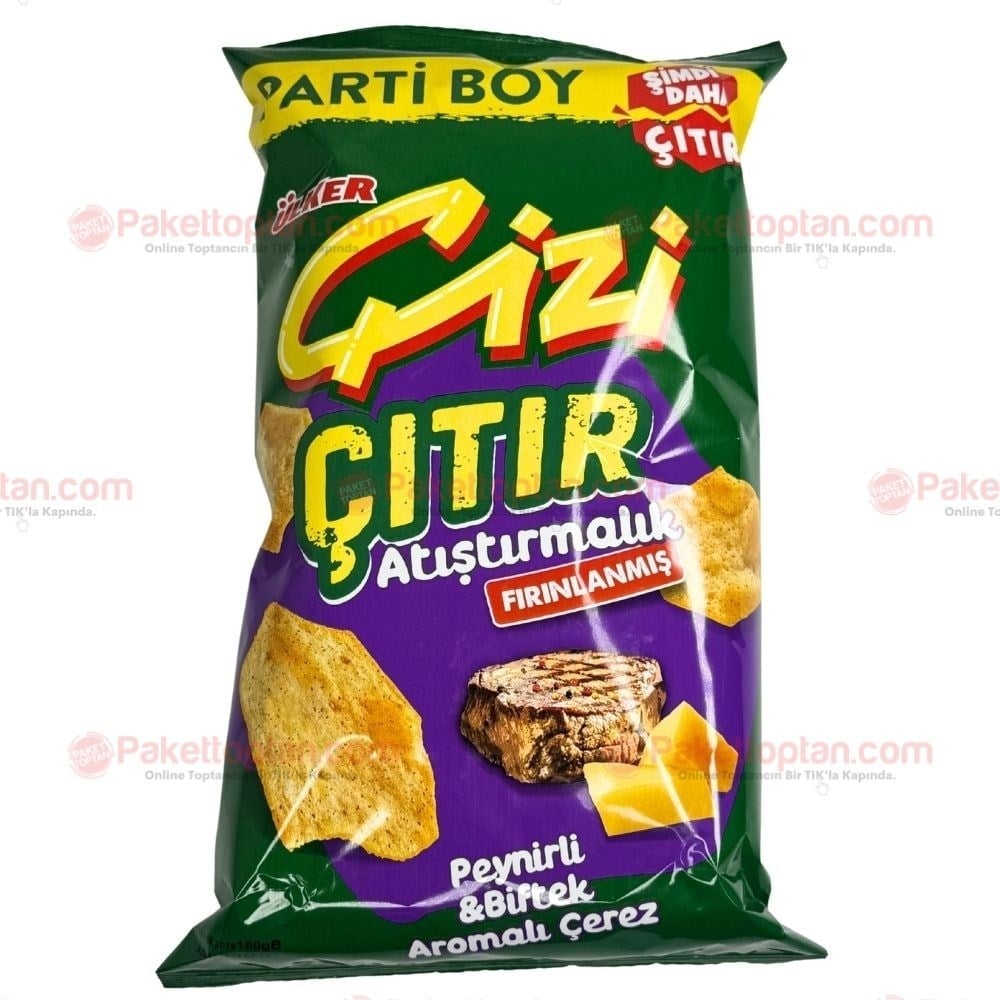 Ülker Çizi Çıtır Atıştırmalık Parti Boy 160 Gr Peynirli ve Biftek Aromalı Çerez x10 lu Koli