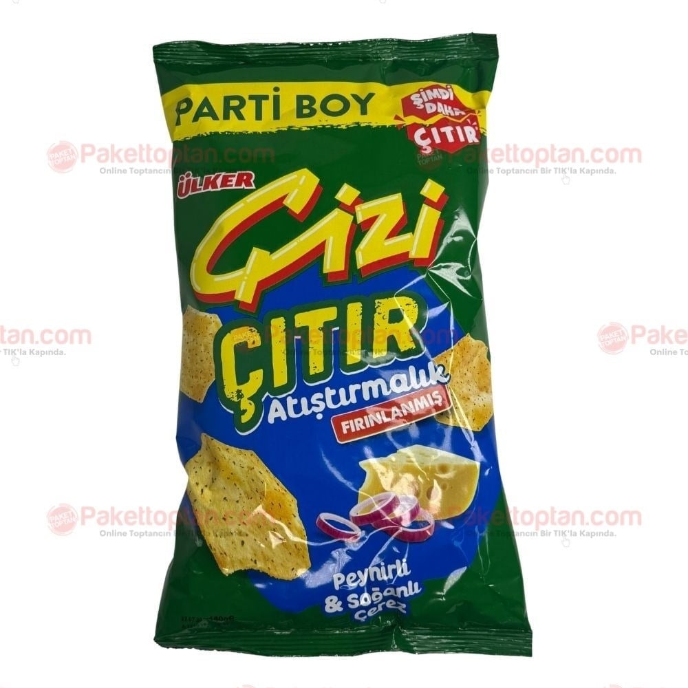 Ülker Çizi Çıtır Atıştırmalık Parti Boy 160 Gr Peynir ve Soğan Aromalı Çerez x10 lu Koli