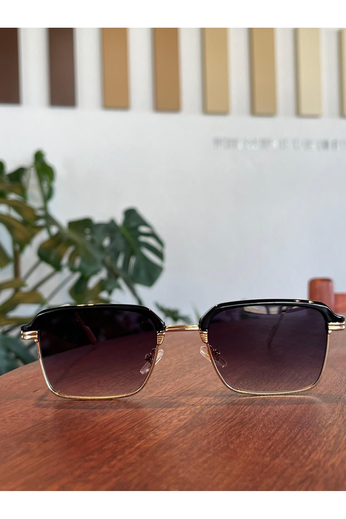 Dex Gold Metal Dikdörtgen Unisex Güneş Gözlüğü