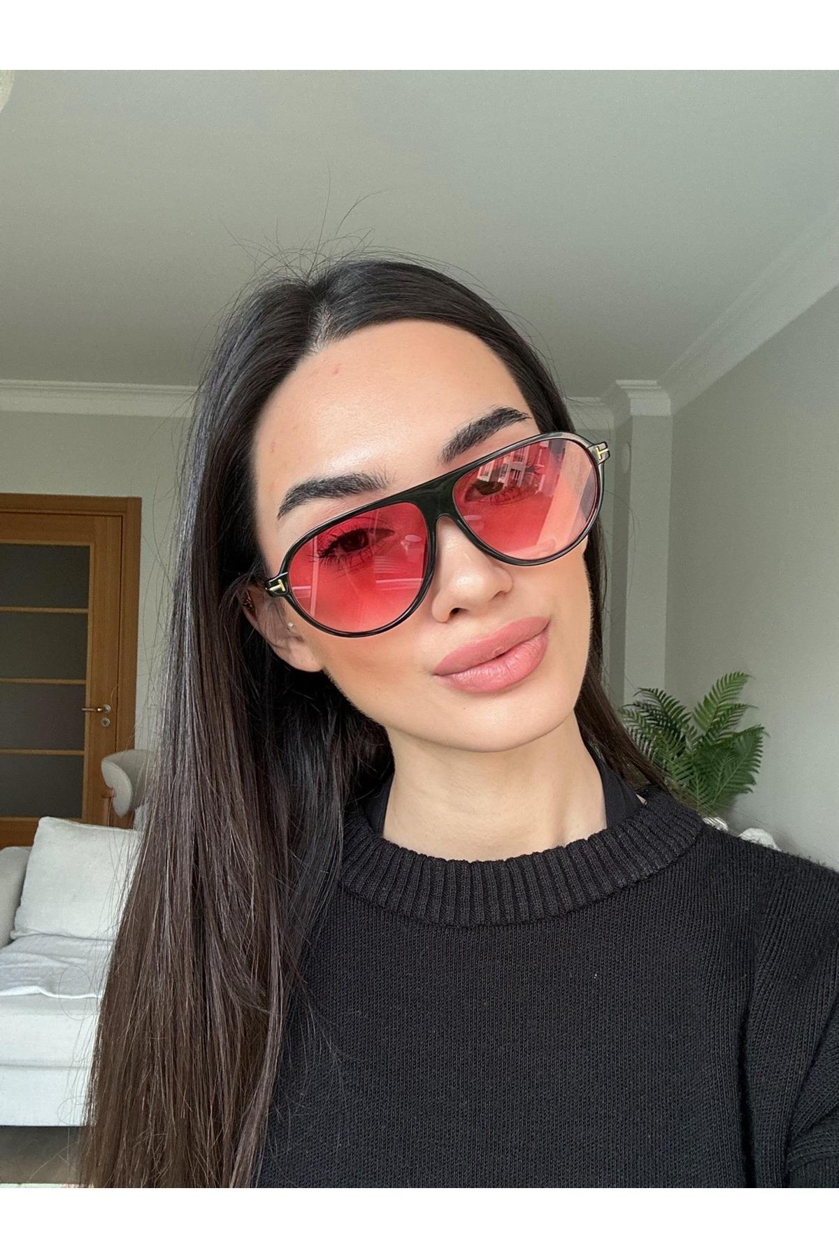 Marcus Kırmızı Pilot Güneş Gözlüğü Unisex Popüler Model Gözlük Damla Modeli Uv400 Korumalı Hafif