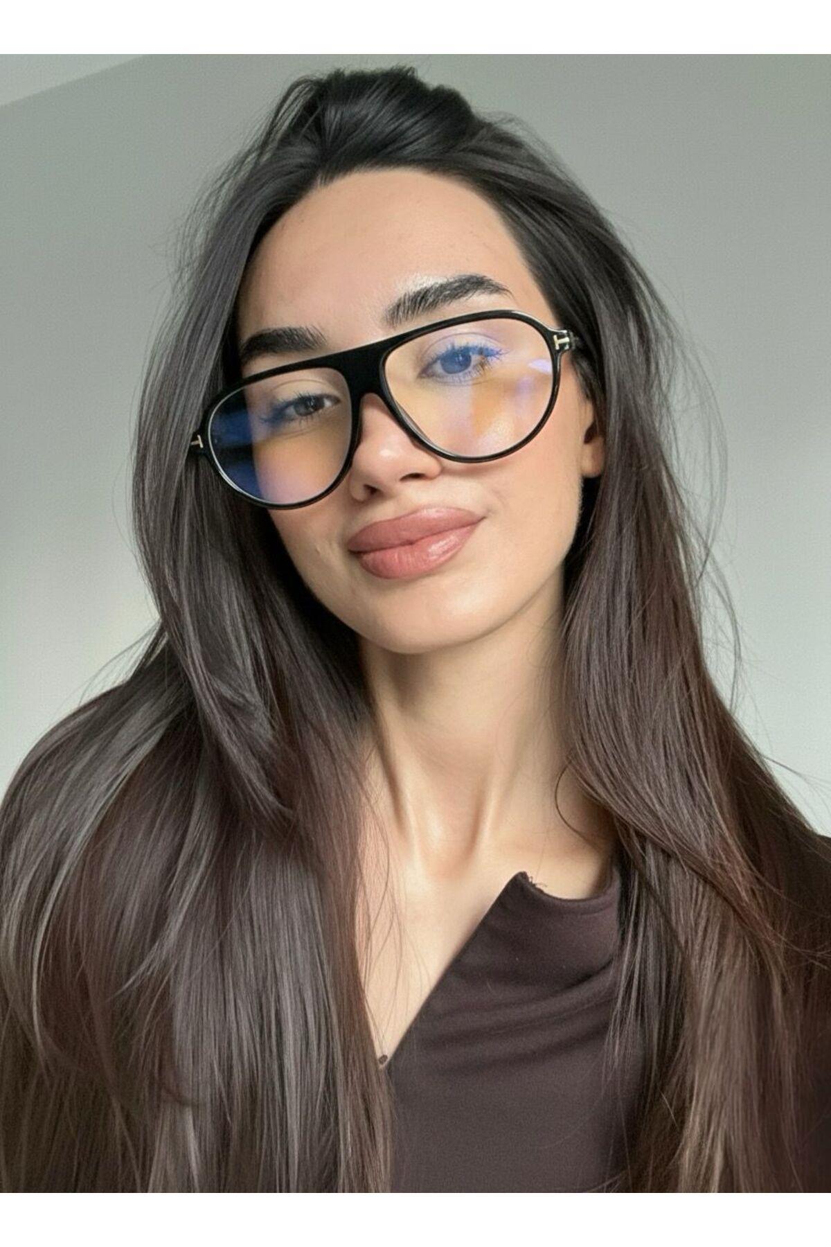 Marcus Siyah Pilot Mavi Işık Korumalı Unisex Popüler Model Optik Cam Uyumlu Gözlük Damla Modeli