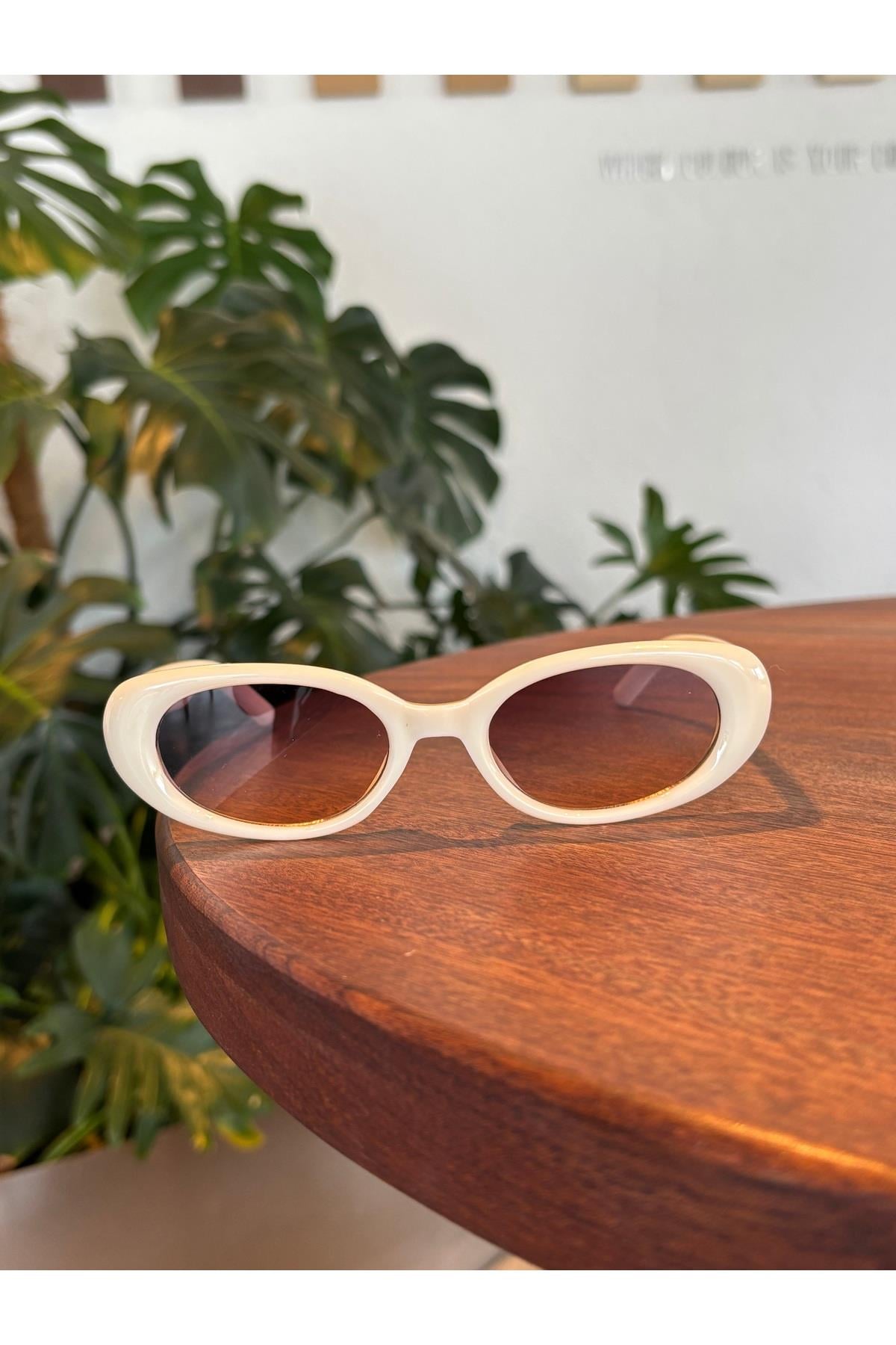 Nude Degrade Cat eye Retro Krem Popüler renk Güneş gözlüğü