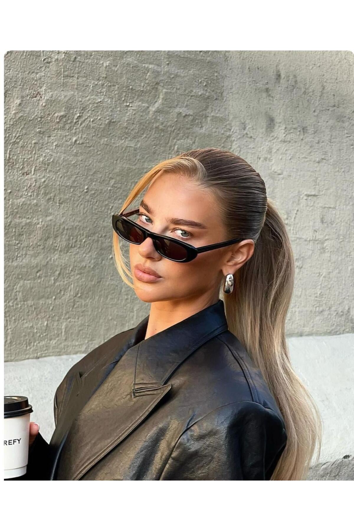 Sainte Siyah Sainte Minik Çekik Retro Güneş Gözlüğü Popüler Model