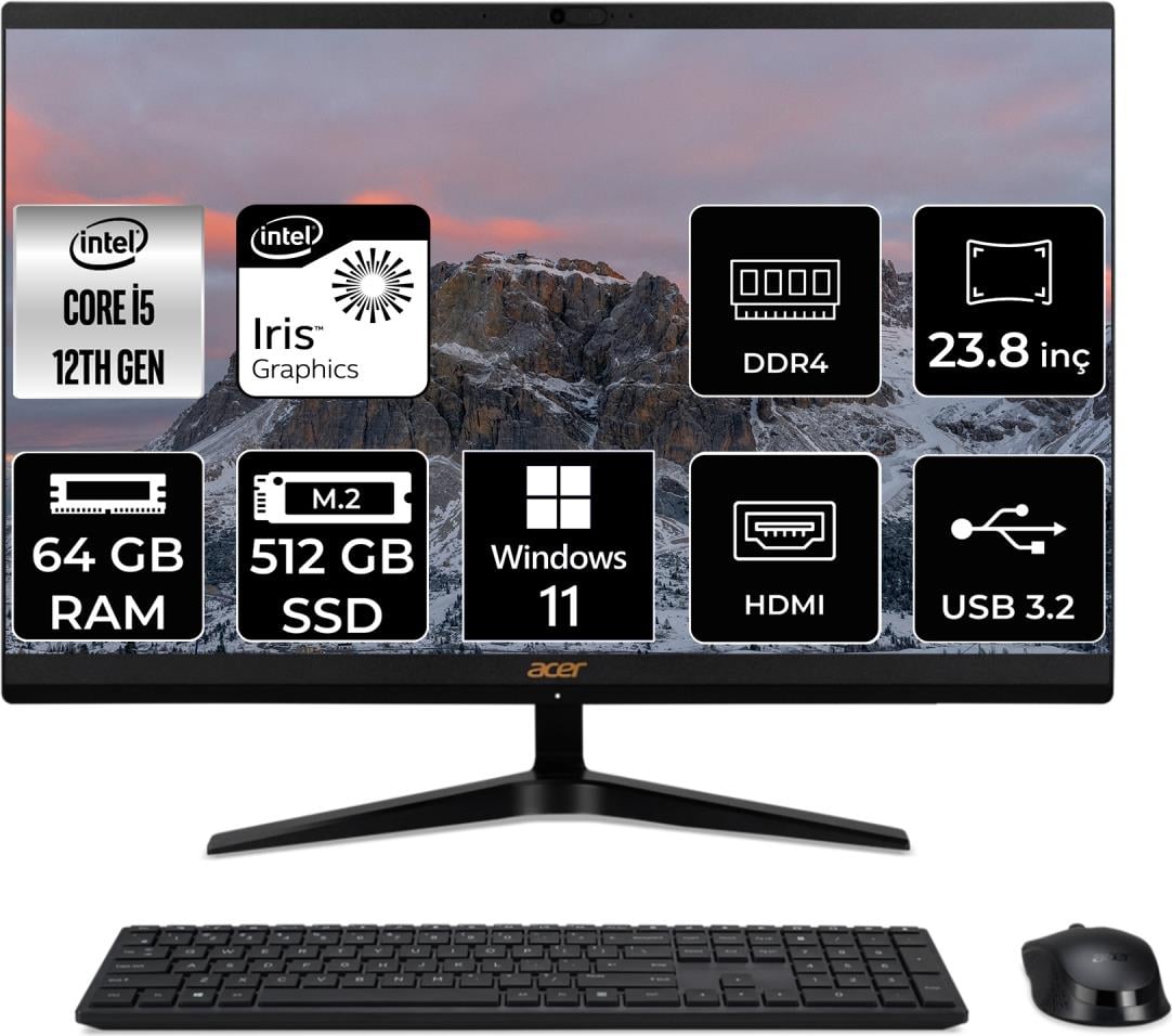 Acer Aspire C24-1700 Intel Core I5 1235U 64GB 512GB SSD 23.8