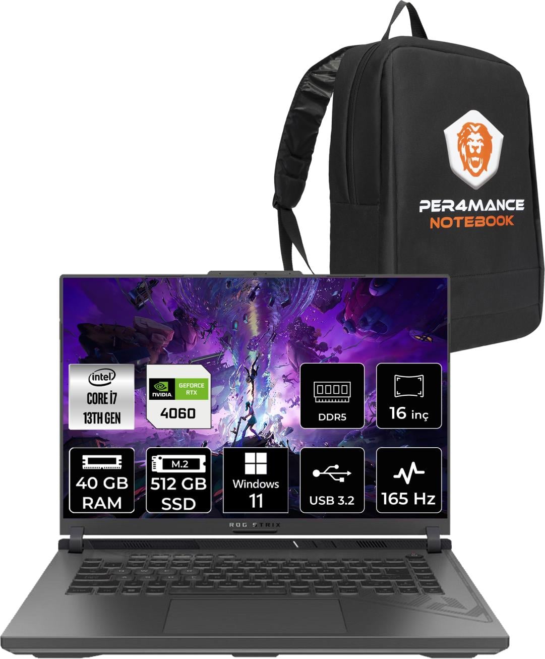 Asus Rog Strix G16 Intel Core I7 13650HX 40GB 512GB SSD RTX4060/8GB 165HZ 16