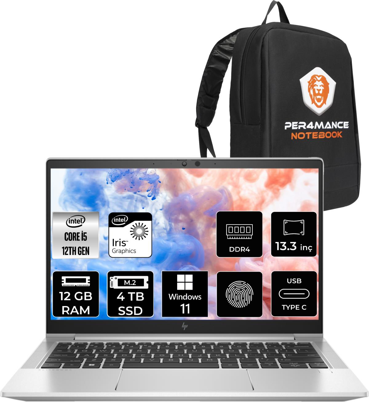 Hp Elitebook 630 G9 Intel Core I5 1235U 12GB 4tb SSD 13.3'' Fhd W11H Taşınabilir Bilgisayar 6S6Y3EA & Per4 Çanta 6S6Y3EAP360