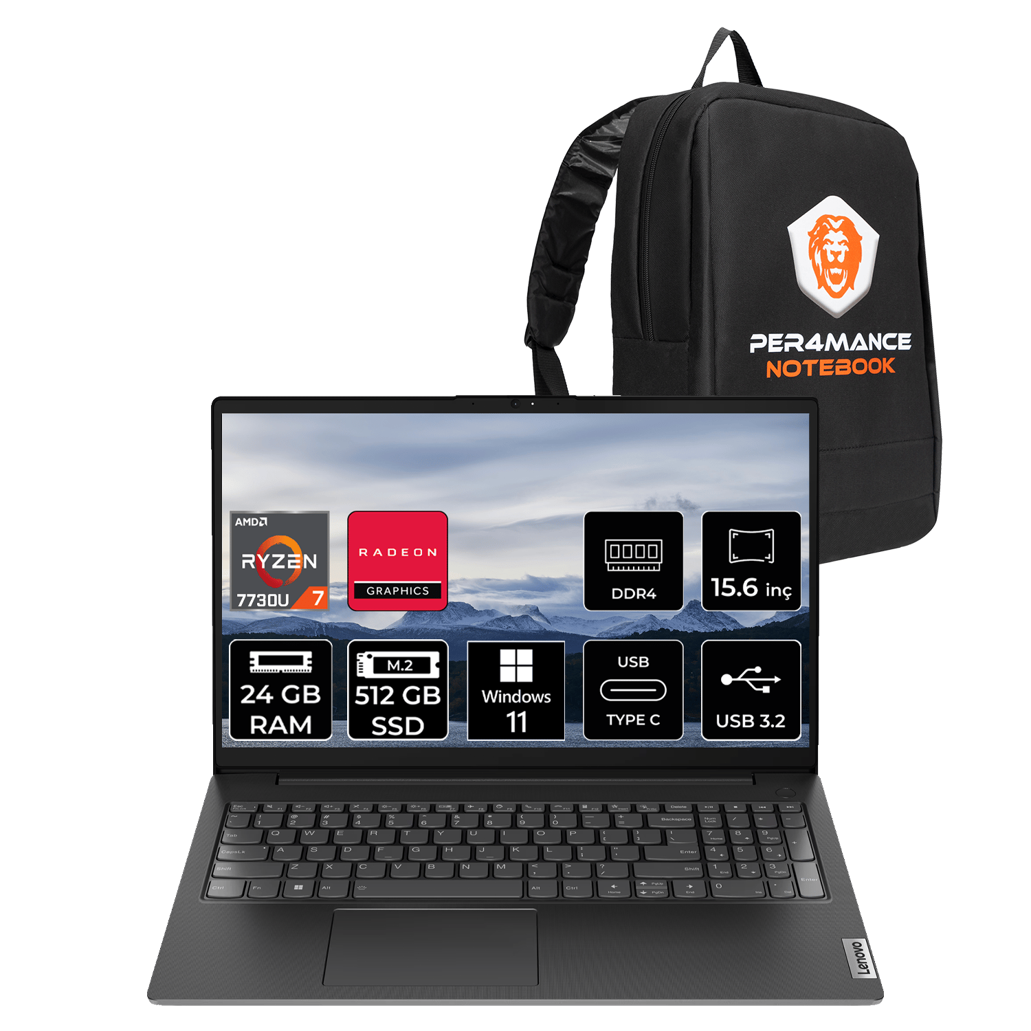 Lenovo V15 Gen 4 Amd Ryzen 7 7730U 24GB 512GB SSD 15.6
