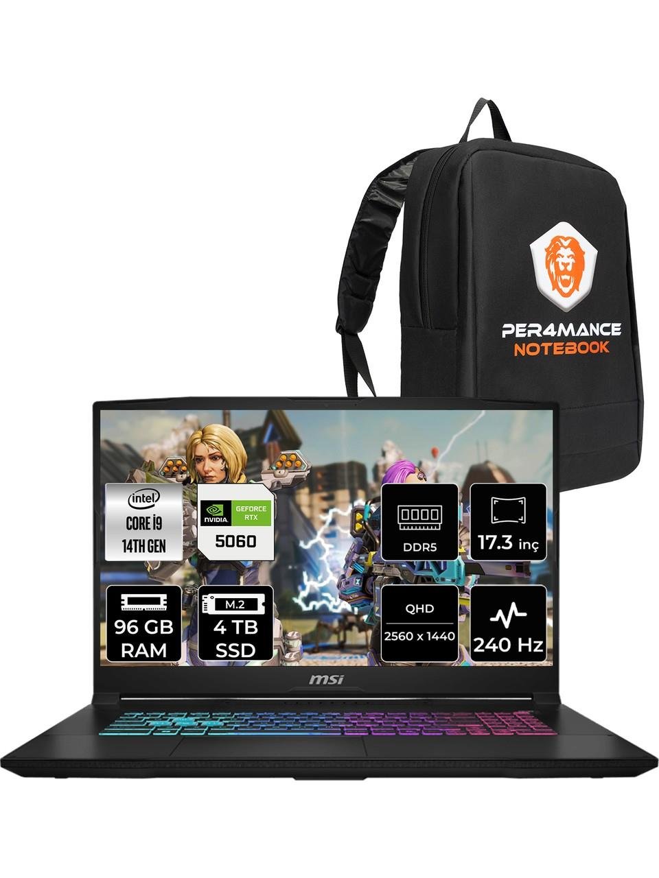 Msı Katana 17 Hx Intel Core I9 14900HX 96GB 4tb SSD RTX5060/8GB 17.3