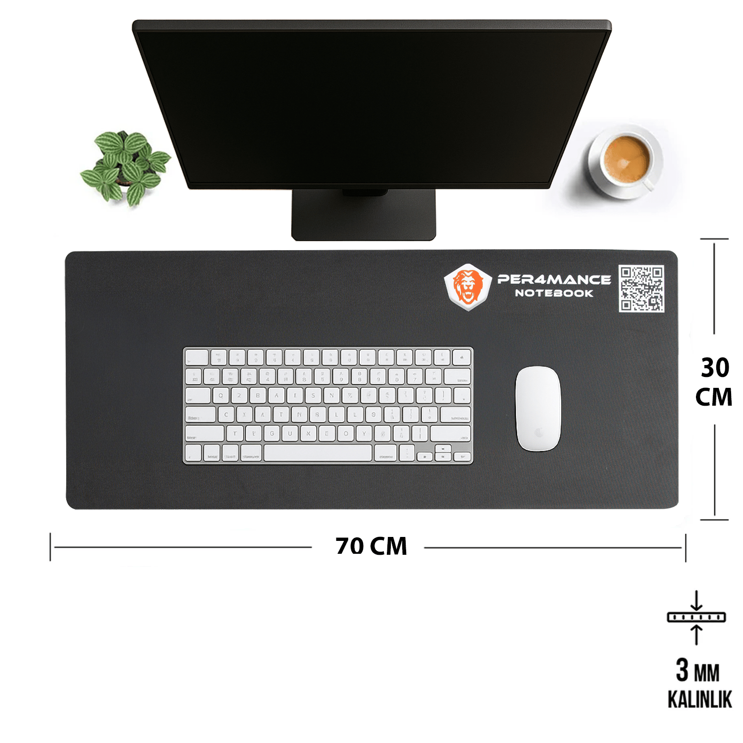 PER4MANCE Notebook 70x30 Kaydırmaz Siyah Mouse Pad