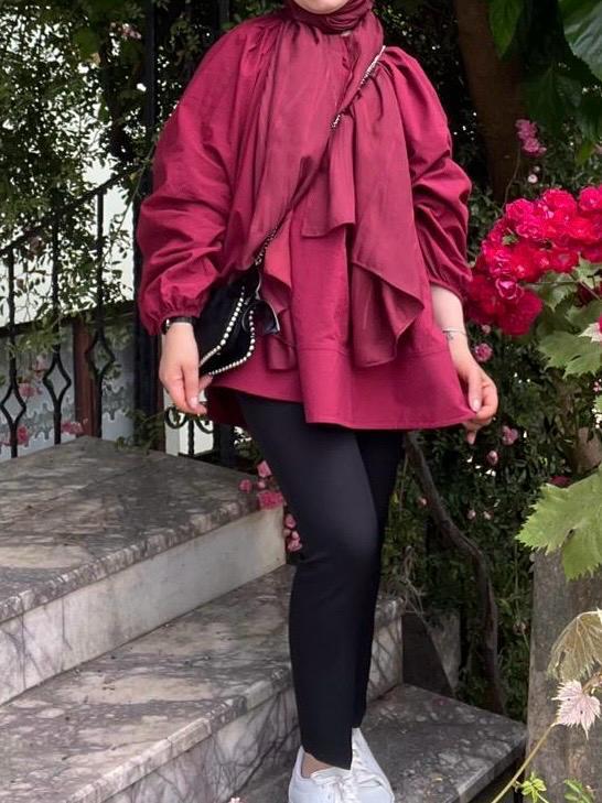 VOLANLI BALON KOL GÖMLEK / BORDO