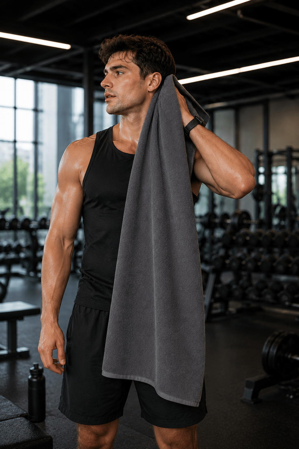 Füme Spor Fitness Antrenman Havlusu 50x90 CM Füme
