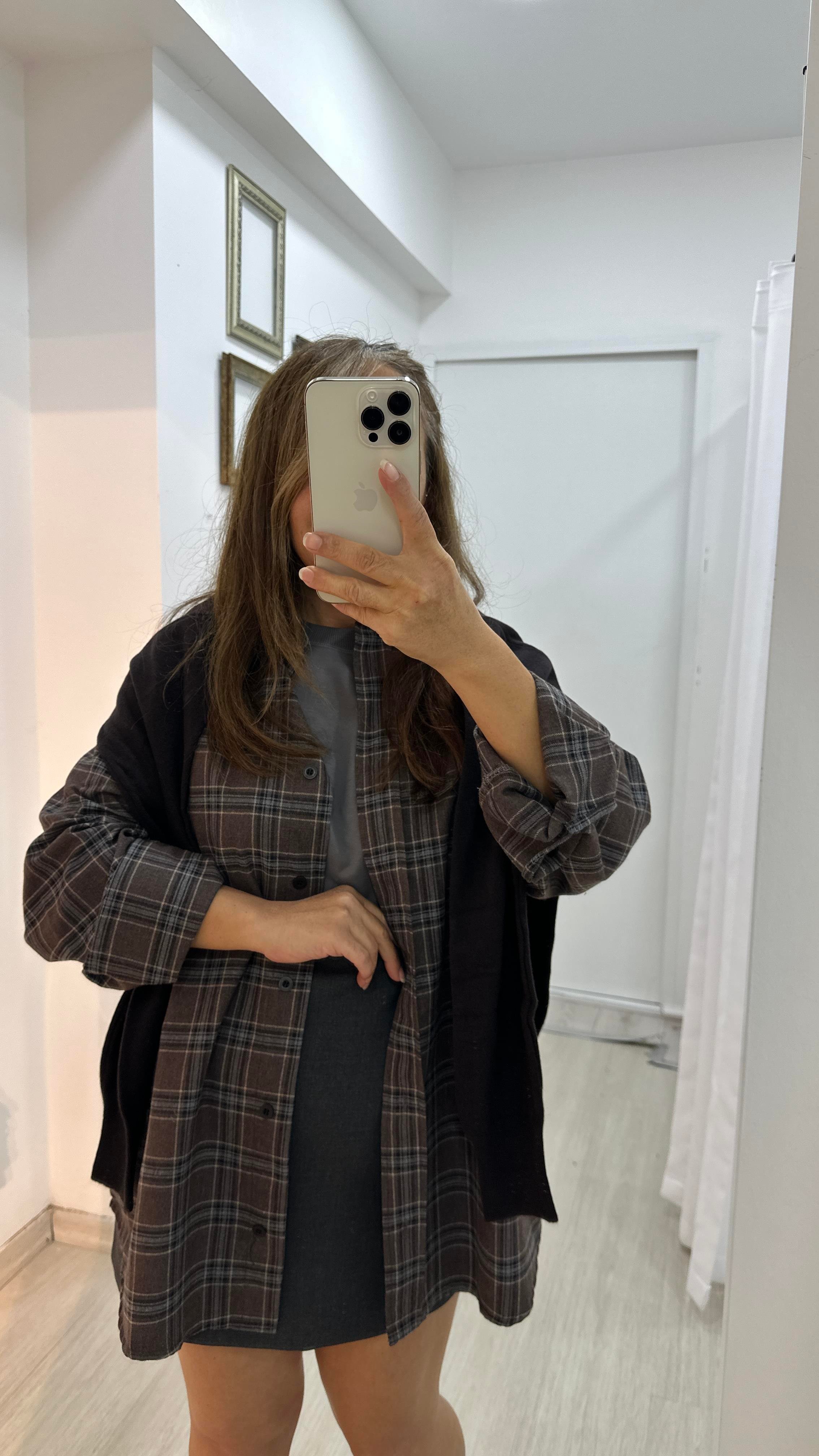 Ekose Desenli Gri Kahve GömlekGömlek2G04