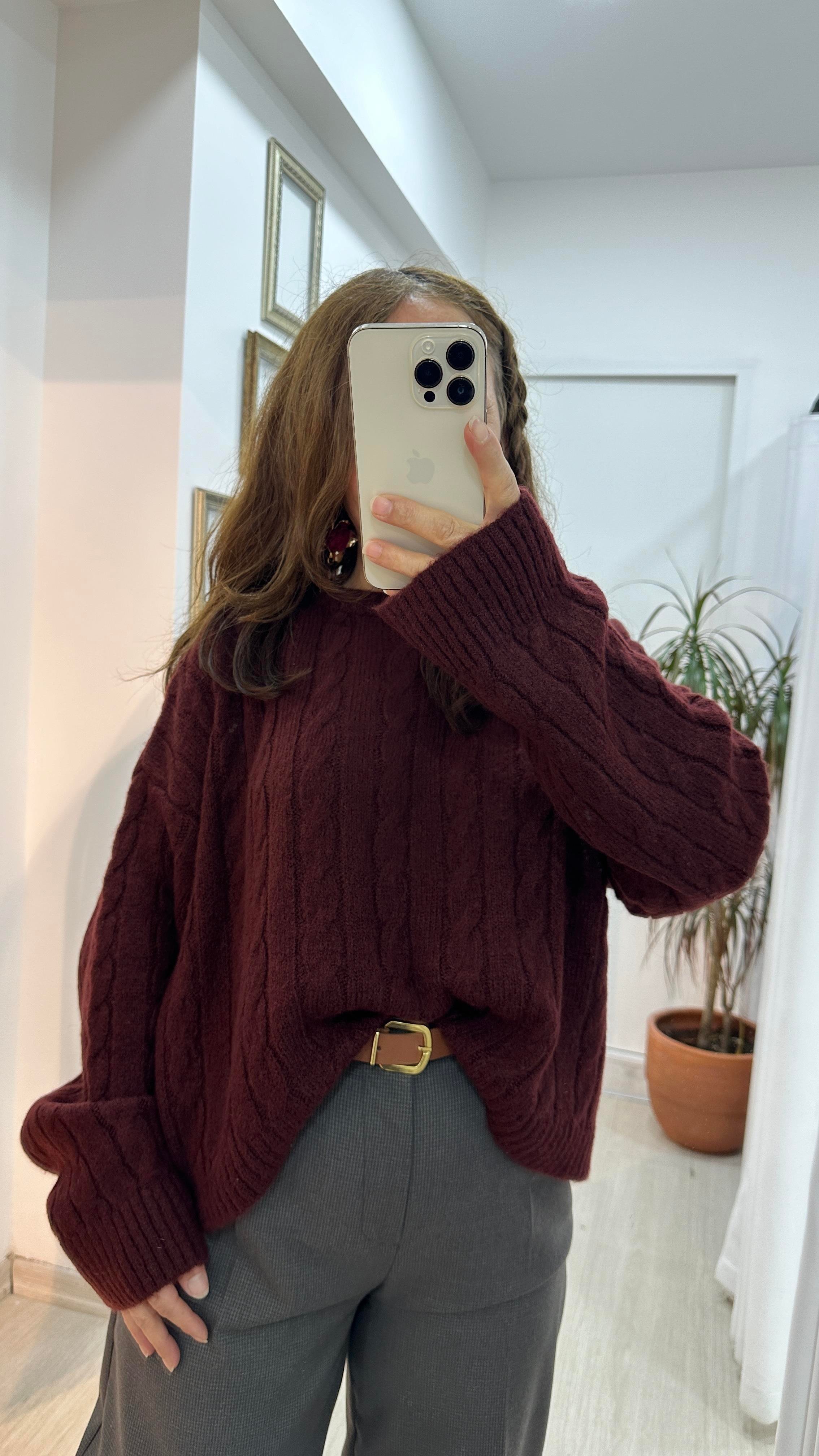 Örgü Desenli Oversize Triko KazakTriko & Kazak02-TK0002